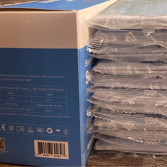 200ct (4 Boxes of 50) BYD Single Use Surgical Face Masks Non—Sterile. - Picture 3 of 4
